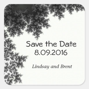 Black and White Save the Date Square Sticker