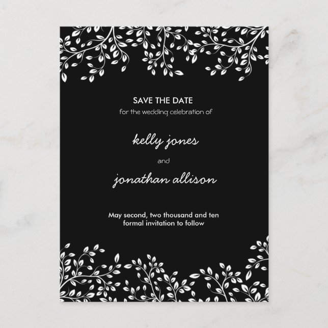 Black and White Save the Date Wedding Invitation (Front)