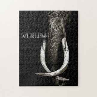 Black And White Save the Elephant Jigsaw Puzzle
