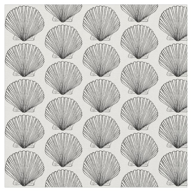 Black and White Scallop Shell Fabric (Close Up)