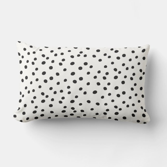 Black and White Scattered Dalmatian Dots Lumbar Cushion (Front)