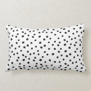 Black and White Scattered Dalmatian Dots Lumbar Cushion