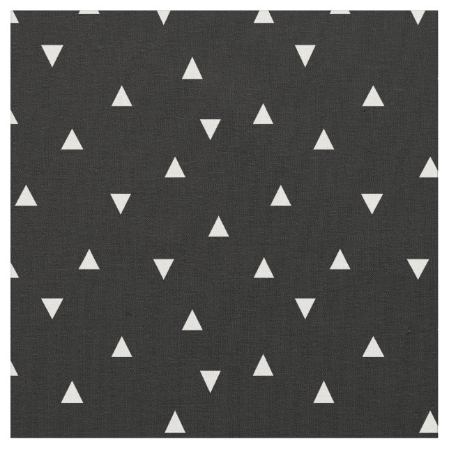Black and White Scattered Triangles Fabric (Close Up)