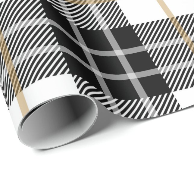 Black and White Scottish tartan Wrapping Paper (Roll Corner)