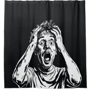 Black and White Screaming Face Shower Curtain