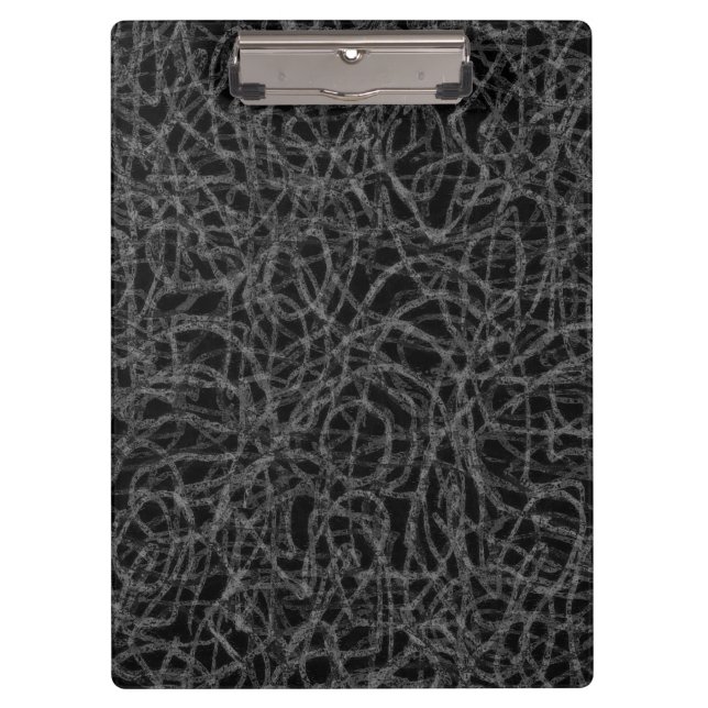 Black and white scribbled lines pattern clipboard (Front)