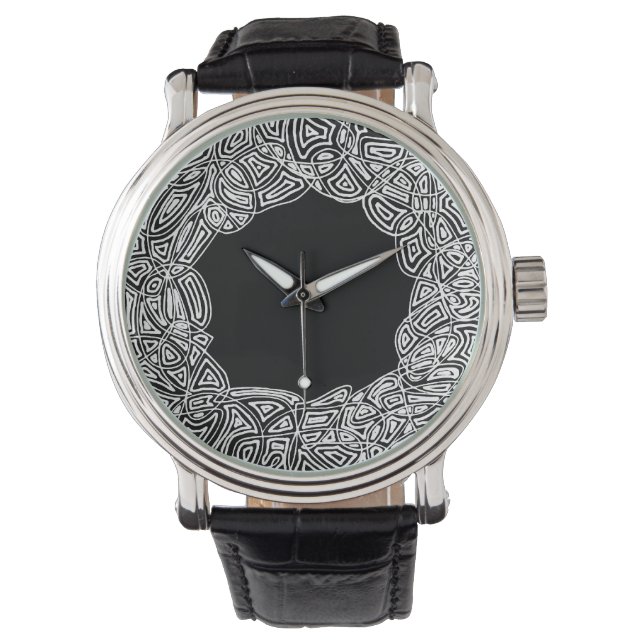 Black and White Scribbleprints Watch (Front)