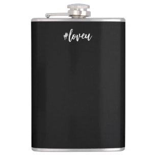 Black and white script chic hip flask