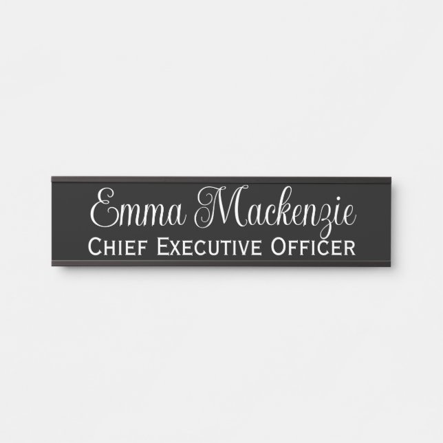 Black and White Script Door Sign for Office (Front)