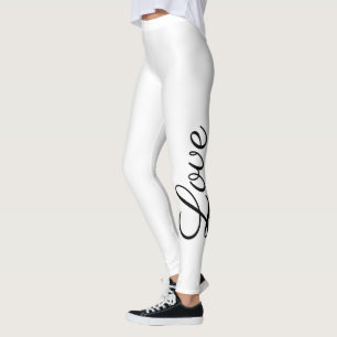 black and white script LOVE lettering Leggings