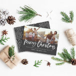 Black and white script merry christmas multi photo holiday card<br><div class="desc">Black and white script merry christmas multi photo modern star burst design.</div>