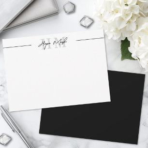 Black And White Script Name Monogram Card