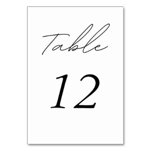 black and white script photo  table number