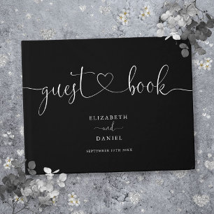 Black And White Script Script Wedding Guest Book