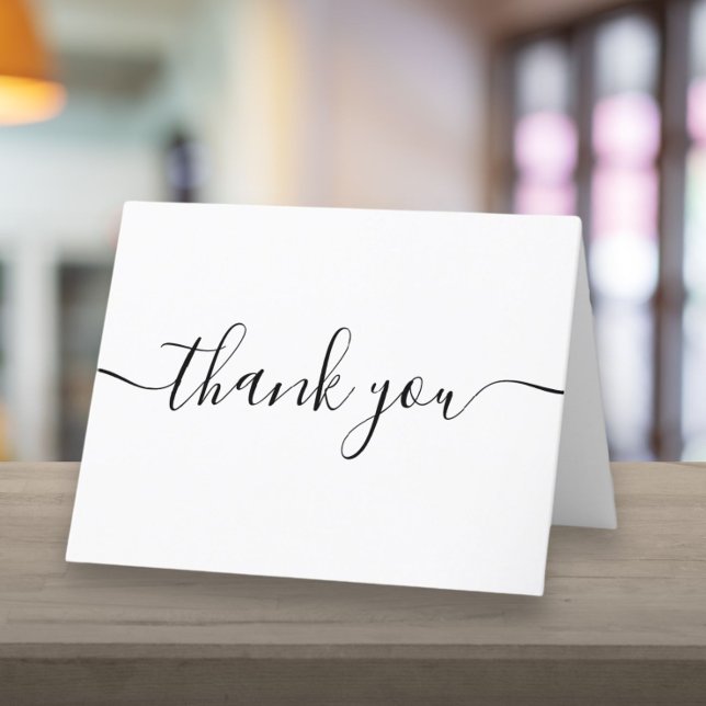 Black And White Script Simple Modern Elegant Thank You Card (Black And White Script Simple Modern Elegant Thank You Card)