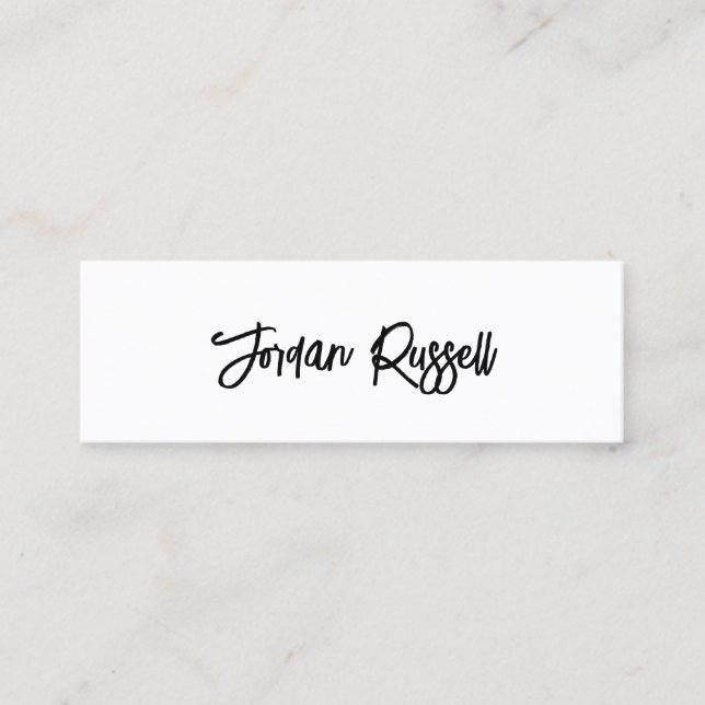  Black and White Script Social Media Networking Mi Mini Business Card (Front)