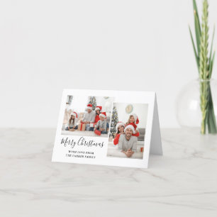 Black and White Script Two Photo Merry Christmas Holiday Card