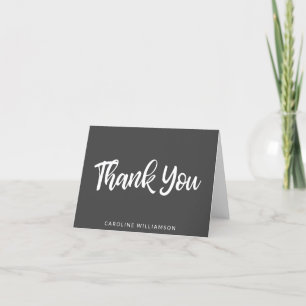 Black and White Script Typography Personalised  Thank You Card