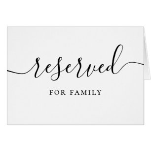 Black and white script wedding reserved sign