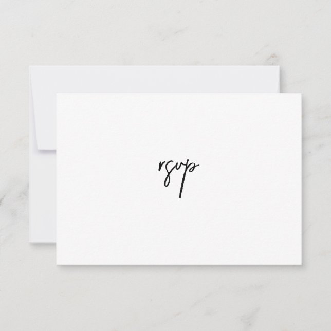 Black and White Script Wedding RSVP Card (Front)