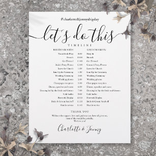 Black and White Script Wedding Schedule Timeline