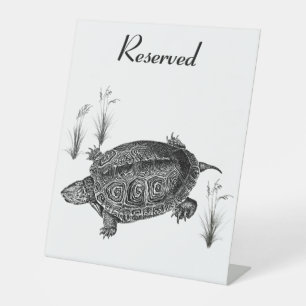 Black and White Sea Turtle Pedestal Sign