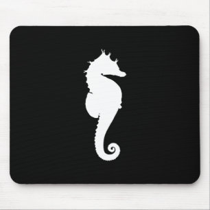 Black and White Seahorse Mouse Pad