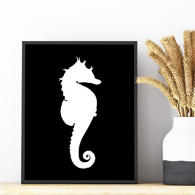 Black and White Seahorse Photo Print (Black and White Seahorse Photo Print)