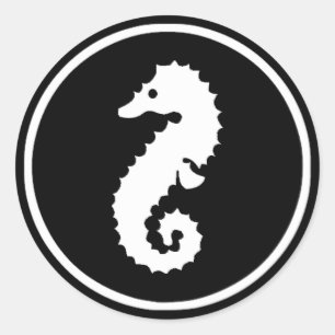 Black and White Seahorse Sticker