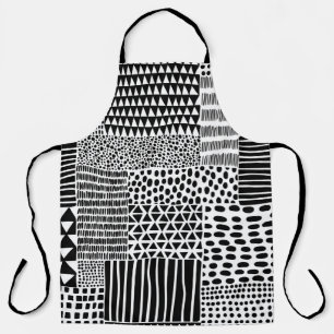 Black and white seamless doodle pattern. Hand-draw Apron