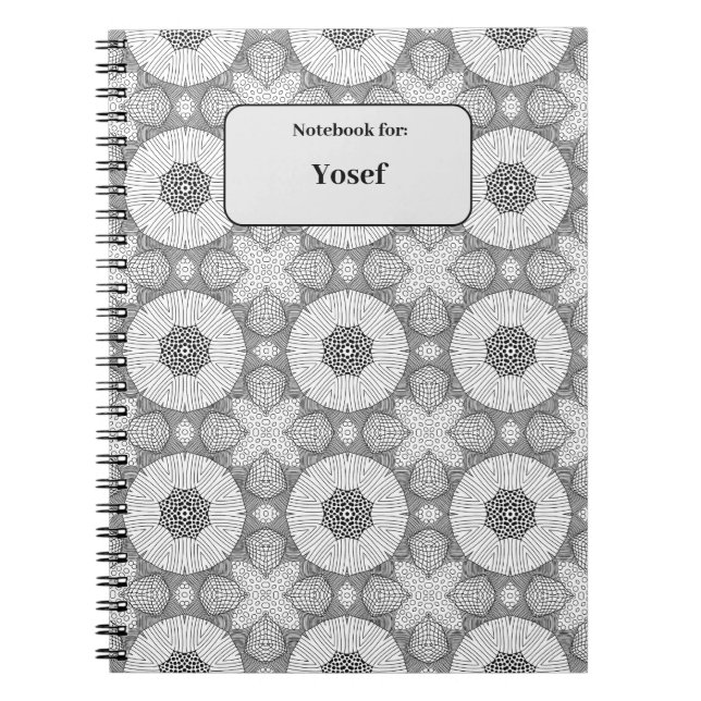 Black and white seamless pattern custom notebook (Front)