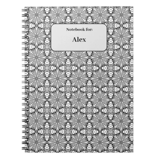 Black and white seamless pattern custom notebook (Front)