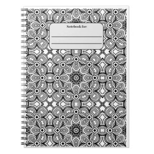 Black and white seamless pattern custom notebook