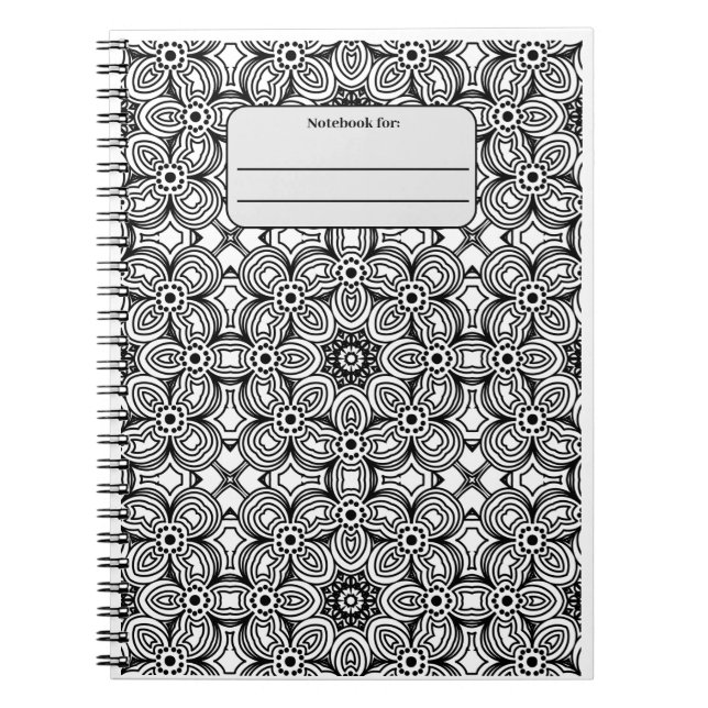 Black and white seamless pattern custom notebook (Front)