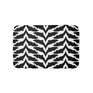 Black and White Seamless Pattern - Dolphin Bath Mat