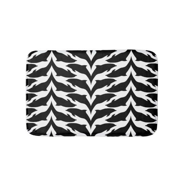 Black and White Seamless Pattern - Dolphin Bath Mat (Front)