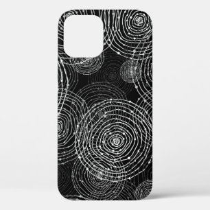 black and white seamless round shapes iPhone 12 case