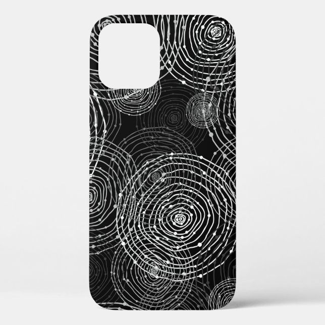 black and white seamless round shapes Case-Mate iPhone case (Back)