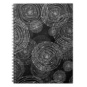 black and white seamless round shapes notebook