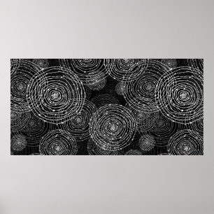 black and white seamless round shapes poster