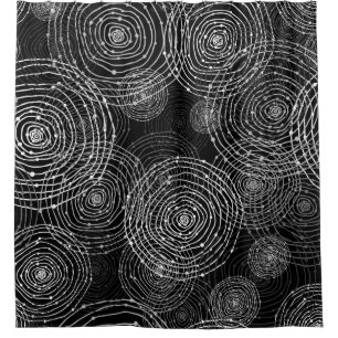 black and white seamless round shapes shower curtain