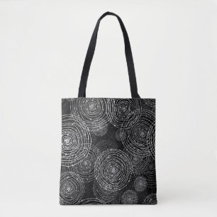 black and white seamless round shapes tote bag