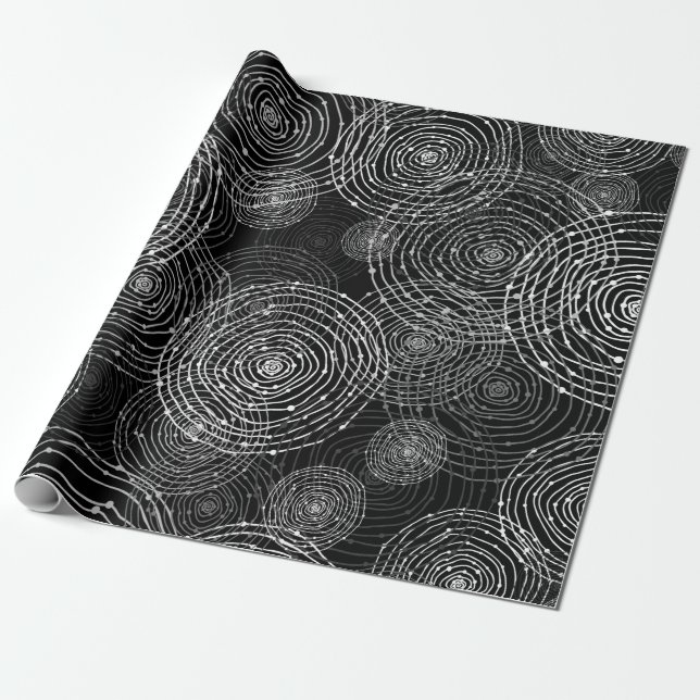 black and white seamless round shapes wrapping paper (Unrolled)