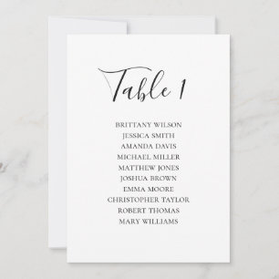 Black and white seating chart. Modern wedding Invitation