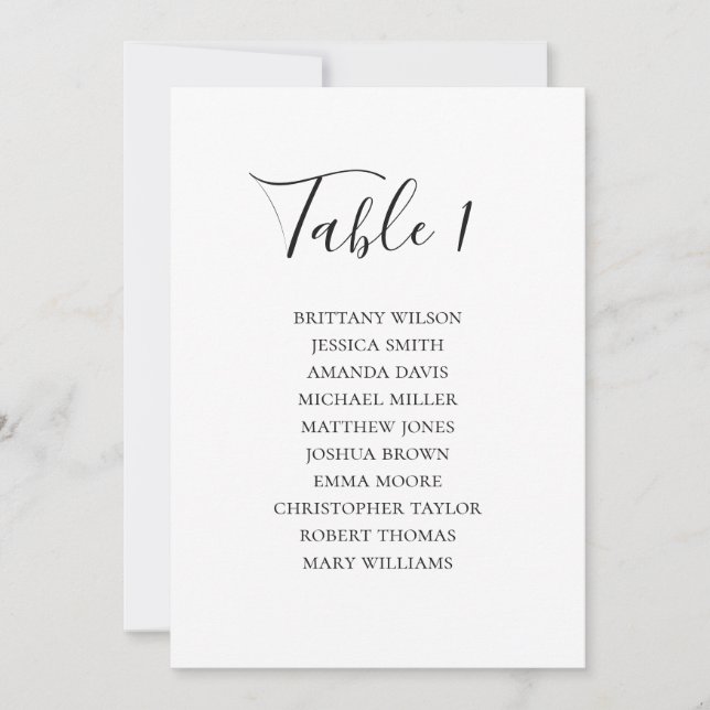 Black and white seating chart. Modern wedding Invitation (Front)