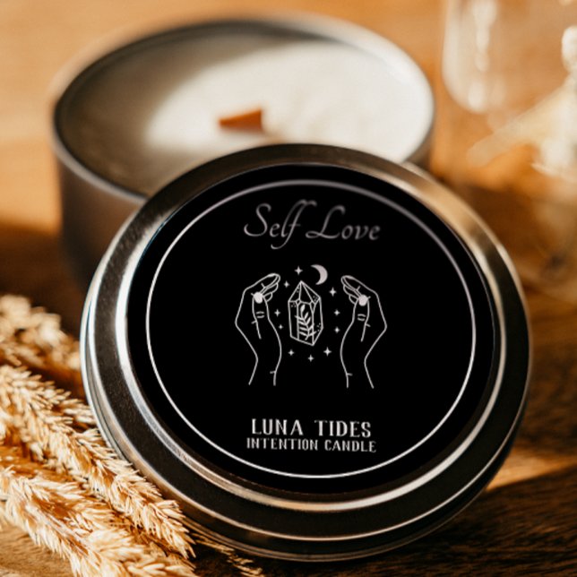 Black And White Self Love Intention Candle Label (Creator Uploaded)