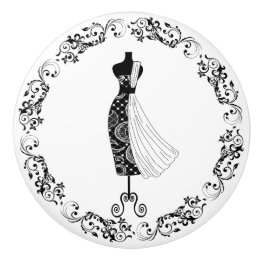 Black and White Sewing Room Bodice Dress Form Cera Ceramic Knob