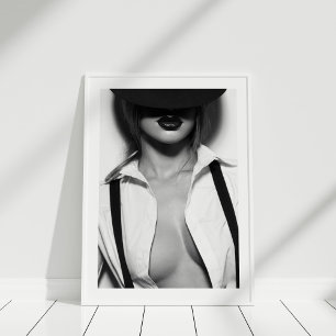 Black and White Sexy Fashion Model Poster