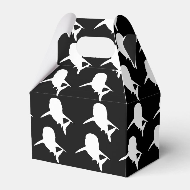 Black and white Shadow fish shark whale pattern Favour Box (Front Side)