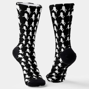 Black and white Shadow fish shark whale pattern Socks